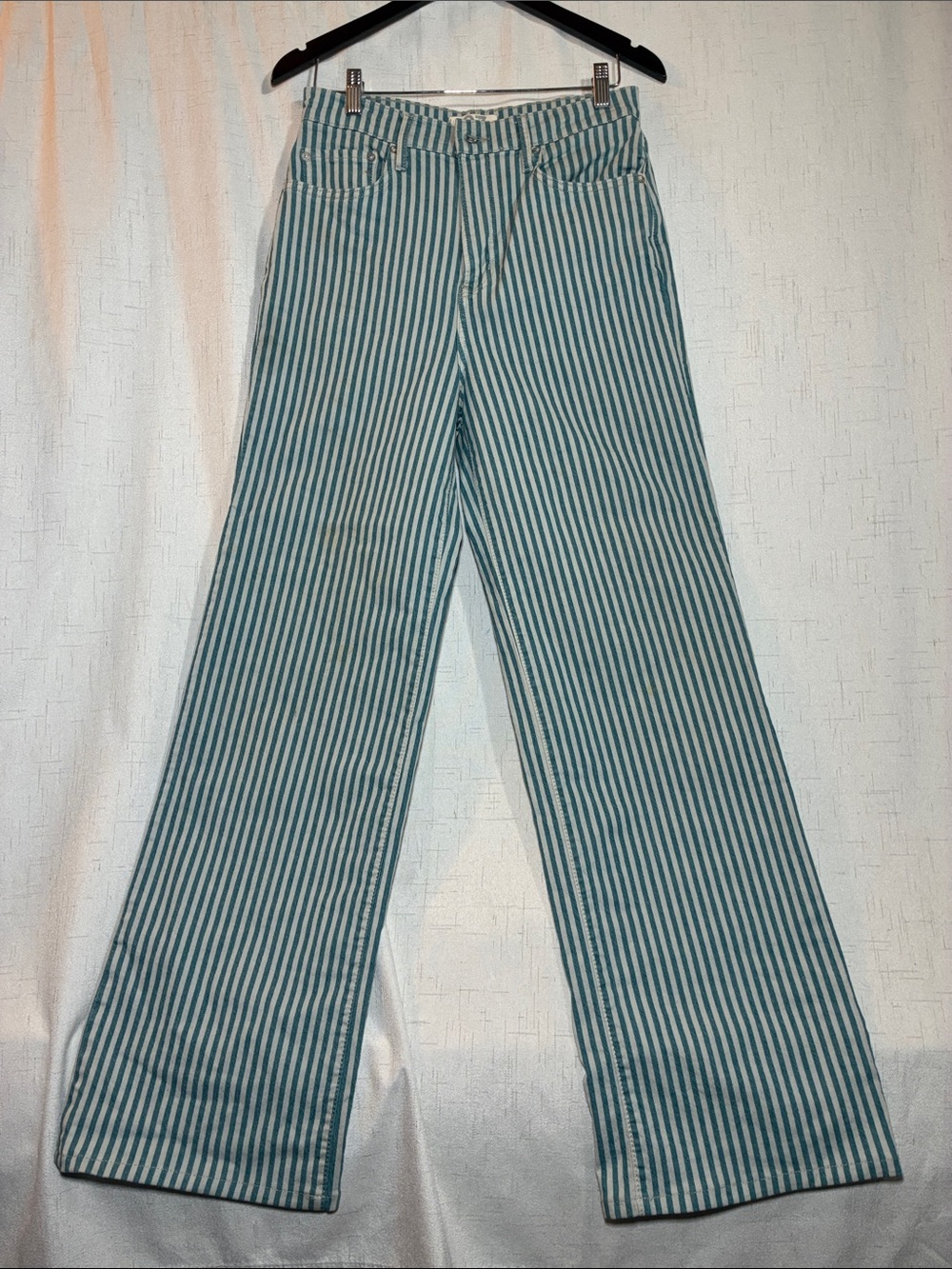 Free People Kids Striped Wide-Leg Pants - Teal and White